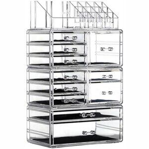 Acrylic Makeup Organizer Stackable Drawer Storage Box Vanity Case Clear
